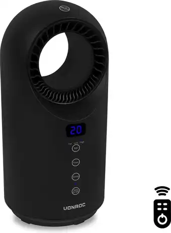 Bol.com Vonroc elektrische kachel – ventilatorkachel - 1000w/1500w – bladeless - keramisch - 3 standen – incl. afstandsbediening - zw aanbieding