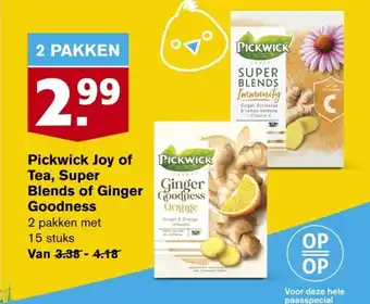 Hoogvliet Pickwick joy of tea, super blends of ginger goodness aanbieding