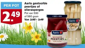 Hoogvliet Aarts gestoofde peertjes of slierasperges 530g aanbieding