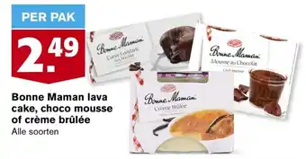 Hoogvliet Bonne maman lava cake, choco mousse of creme brulee aanbieding