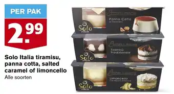 Hoogvliet Solo italia tiramisu, panna cotta, salted caramel of limoncello aanbieding