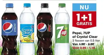 Hoogvliet Pepsi, 7UP of crystal clear aanbieding