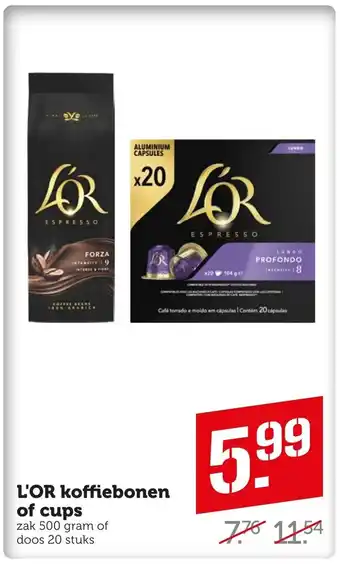 Coop L'Or koffiebonen of cups 500 gram aanbieding