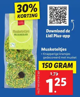 Lidl Musketeitjes 150g aanbieding