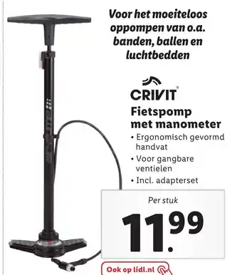 Lidl Crivit fietspomp met manometer aanbieding