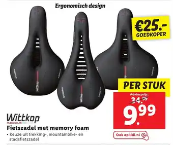 Lidl Wittkop fietszadel met memory foam aanbieding