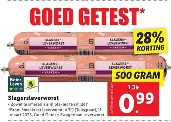 Lidl Slagersleverworst 500g aanbieding