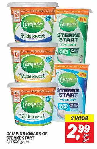 Dekamarkt Campina kwark of sterke start 500g aanbieding