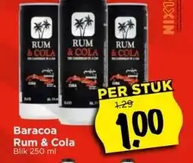 Vomar Voordeelmarkt Baracoa rum & cola blik 250 ml aanbieding