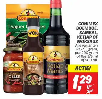 Dekamarkt Conimex boemboe, sambal, ketjap of woksaus aanbieding