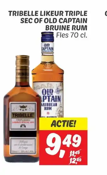 Dekamarkt Tribelle likeur triple sec of old captain bruine rum 70cl aanbieding