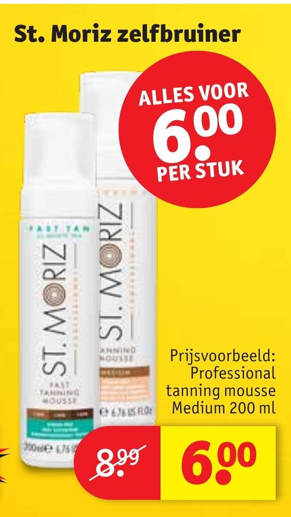 St. Moriz professional tanning mousse medium 200ML aanbieding bij Kruidvat