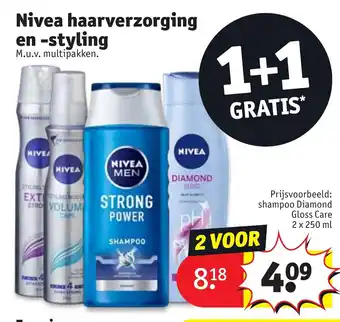 Kruidvat Nivea shampoo diamond gloss care 2x250ML aanbieding