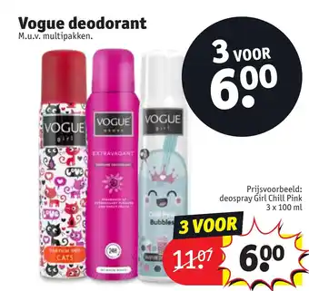 Kruidvat Vogue deospray girl chill pink 3x100ML aanbieding