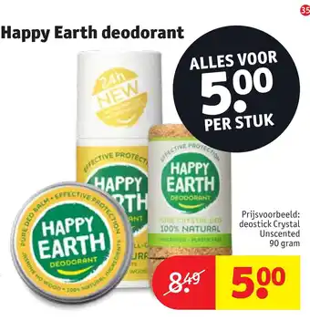 Kruidvat Happy Earth deostick crystal unscented 90 gram aanbieding