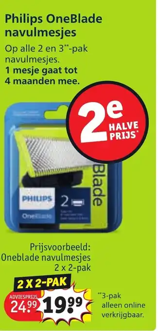 Kruidvat Philips oneblade naavulmesjes 2x2-pak aanbieding