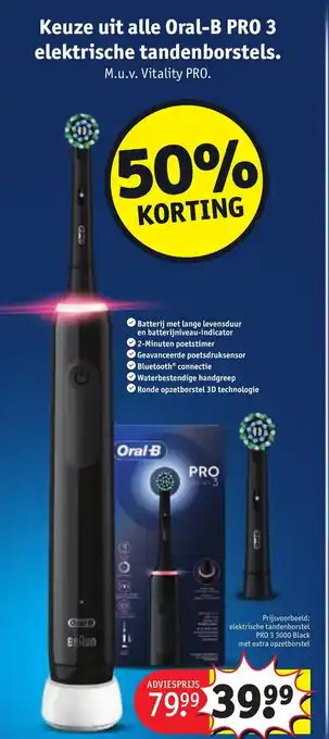 Kruidvat Oral-B elektrische tandenborstel pro 3 3000 black aanbieding