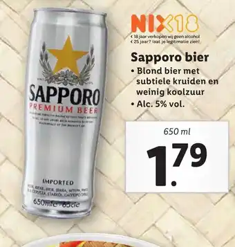 Lidl Sapporo bier 650ml aanbieding