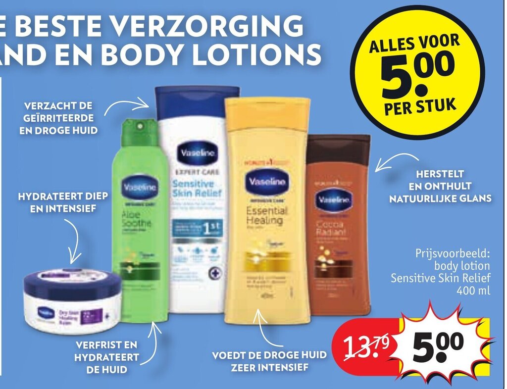 Vaseline body lotion sensitive skin relief 400ML aanbieding bij Kruidvat