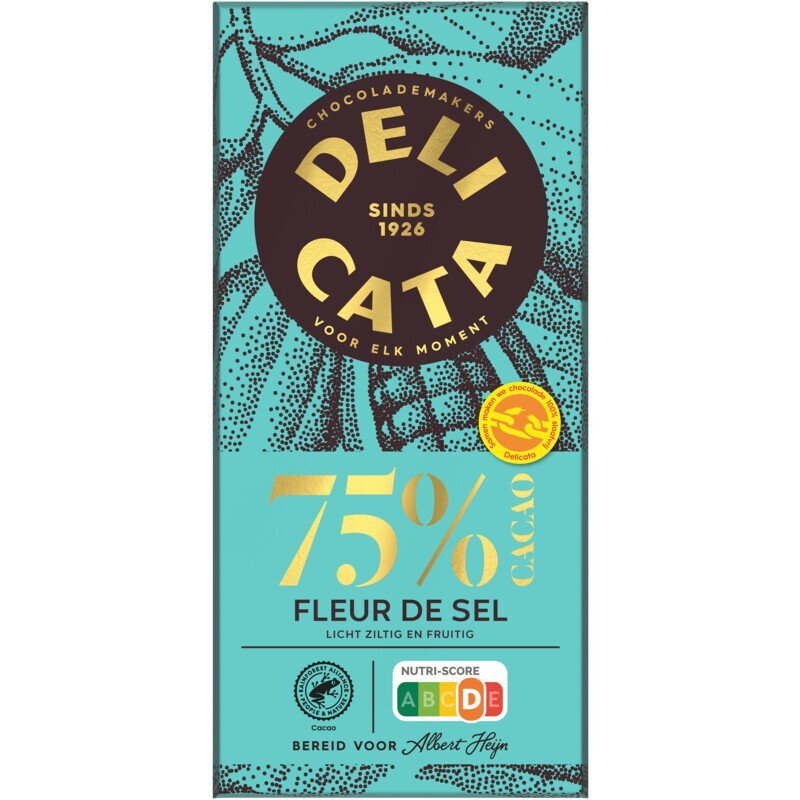 Delicata 75 cacao fleur de sel aanbieding bij Albert Heijn