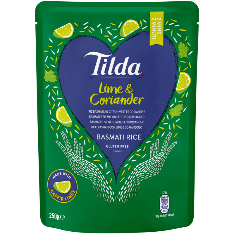 Tilda lime & coriander basmati rice glutenfree aanbieding bij Albert Heijn