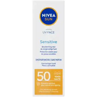 Albert Heijn Nivea sun uv gezicht sensitive spf50 crème aanbieding