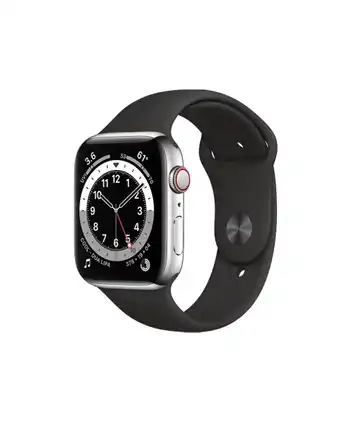 Refurbished.nl Apple watch series 6 | 44mm | stainless steel case zilver | zwart sportbandje | gps | wifi + 4g aanbieding