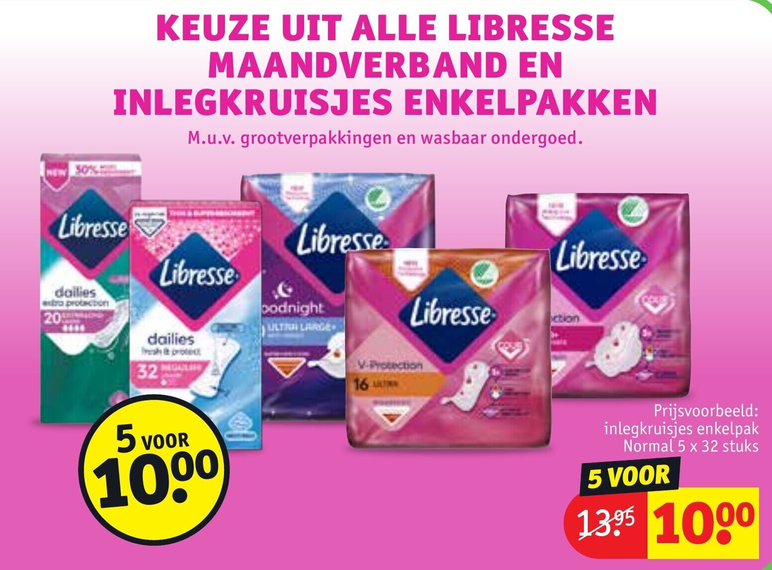 Inlegkruisjes enkelpak normal 5 x 32 stuks aanbieding bij Kruidvat