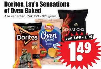 Dirk Doritos, lay's sensations of oven baked 150-185g aanbieding