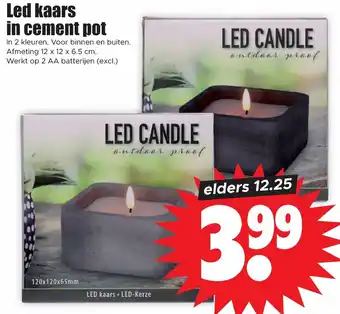 Dirk Led kaars in cement pot aanbieding