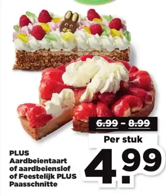 PLUS Plus aardbeientaart of aardbeienslof of feeselijk plus paasschnitte aanbieding