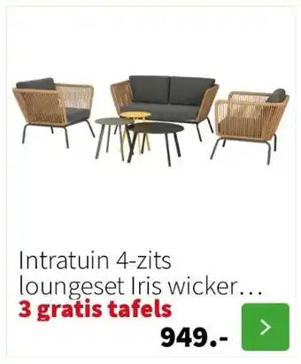 Intratuin Intratuin 4-zits loungeset iris wicker naturel aanbieding
