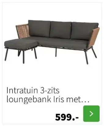 Intratuin Intratuin 3-zits loungebank iris met chaise longue wicker naturel aanbieding