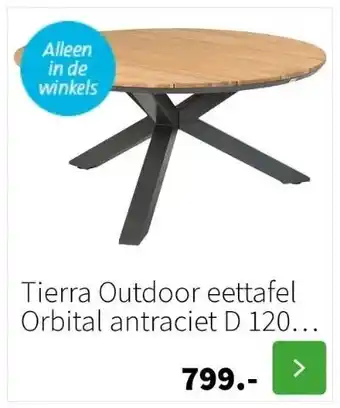 Intratuin Tierra outdoor eettafel orbital antraciet d 120 h 75 cm aanbieding