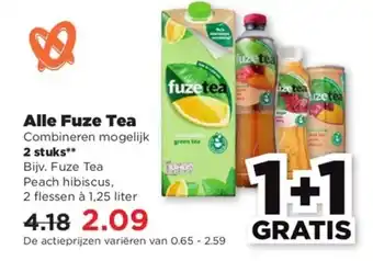 PLUS Alle fuze tea 1,25 liter aanbieding