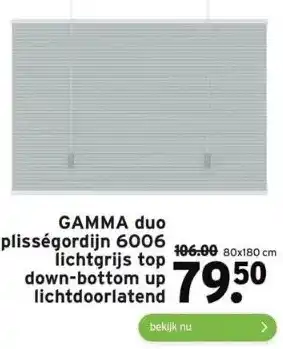 GAMMA Gamma duo plisségordijn 6006 lichtgrijs top down-bottom up lichtdoorlatend aanbieding