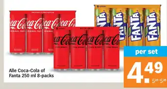 Albert Heijn Alle coca-cola of fanta 250 ml 8-packs aanbieding