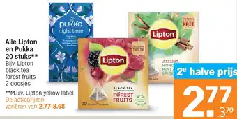 Albert Heijn Alle lipton en pukka 20 stuks** aanbieding