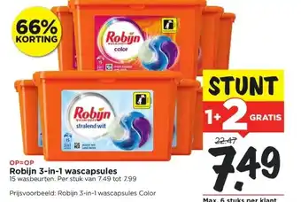 Vomar Voordeelmarkt Robijn 3-in-1 wascapsules aanbieding