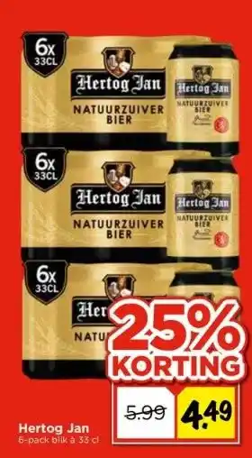 Vomar Voordeelmarkt Hertog jan 6-pack blik à 33 cl aanbieding
