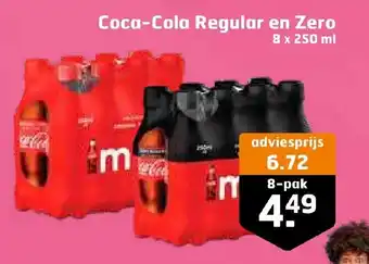 Trekpleister Coca-cola regular en zero 8 x 250ml aanbieding