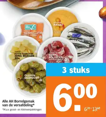 Albert Heijn Alle AH borrelgemak van de versafdeling aanbieding