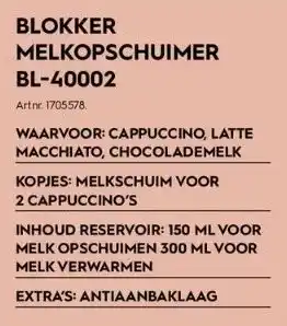 Blokker Blokker melkopschuimer bl-40002 aanbieding