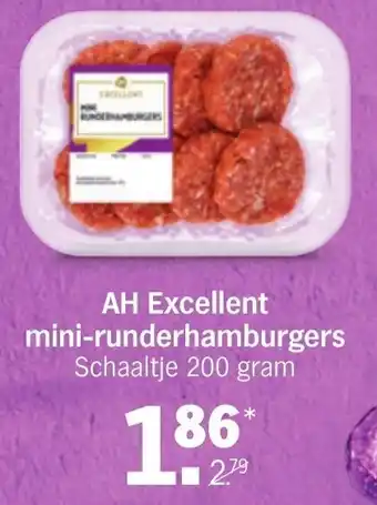 Albert Heijn AH excellent mini-runderhamburgers 200g aanbieding