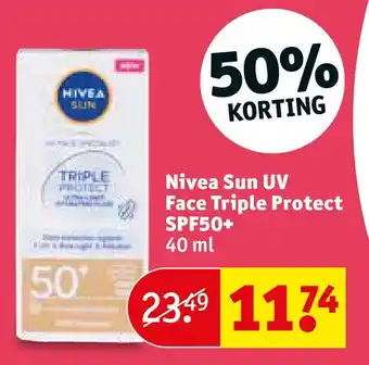 Kruidvat Nivea sun uv face triple protect spf50+ 40 ml aanbieding