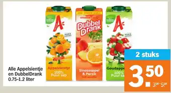 Albert Heijn Alle appelsientje en dubbeldrank 0.75-1.2 liter aanbieding