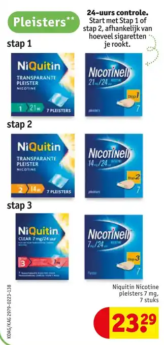 Kruidvat Niquitin nicotine pleisters 7 mg, 7 stuks aanbieding