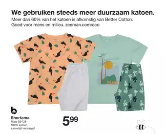 Zeeman Shortama maat 92-128 aanbieding