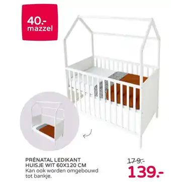 Prenatal Ledikant huisje wit 60x120 cm aanbieding