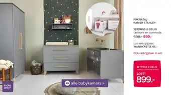 Prenatal Kamer stanley setprijs 3-delig ledikant, commode en kast aanbieding